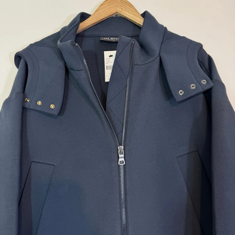 LANE BRYANT Scuba Long Jacket Navy Blue Hooded Coat NWT Size 18/20 MSRP $139 - Picture 5 of 8